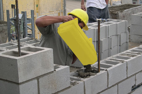 Grout Grunt used for filling blocks